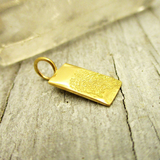 14k Gold Small Rectangle Fingerprint Pendant - Email us Your Image - Luxe Design Jewellery