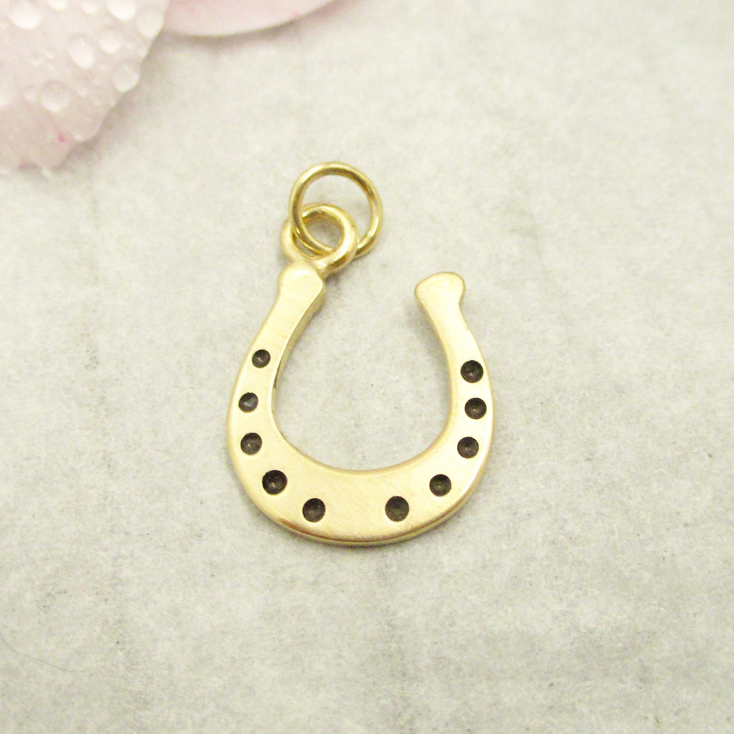 Good Luck Horseshoe Charm in 14k Gold with Optional Personalization