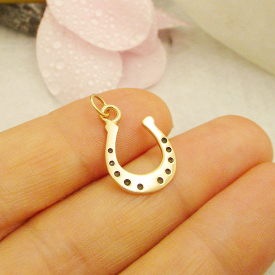 Good Luck Horseshoe Charm in 14k Gold with Optional Personalization