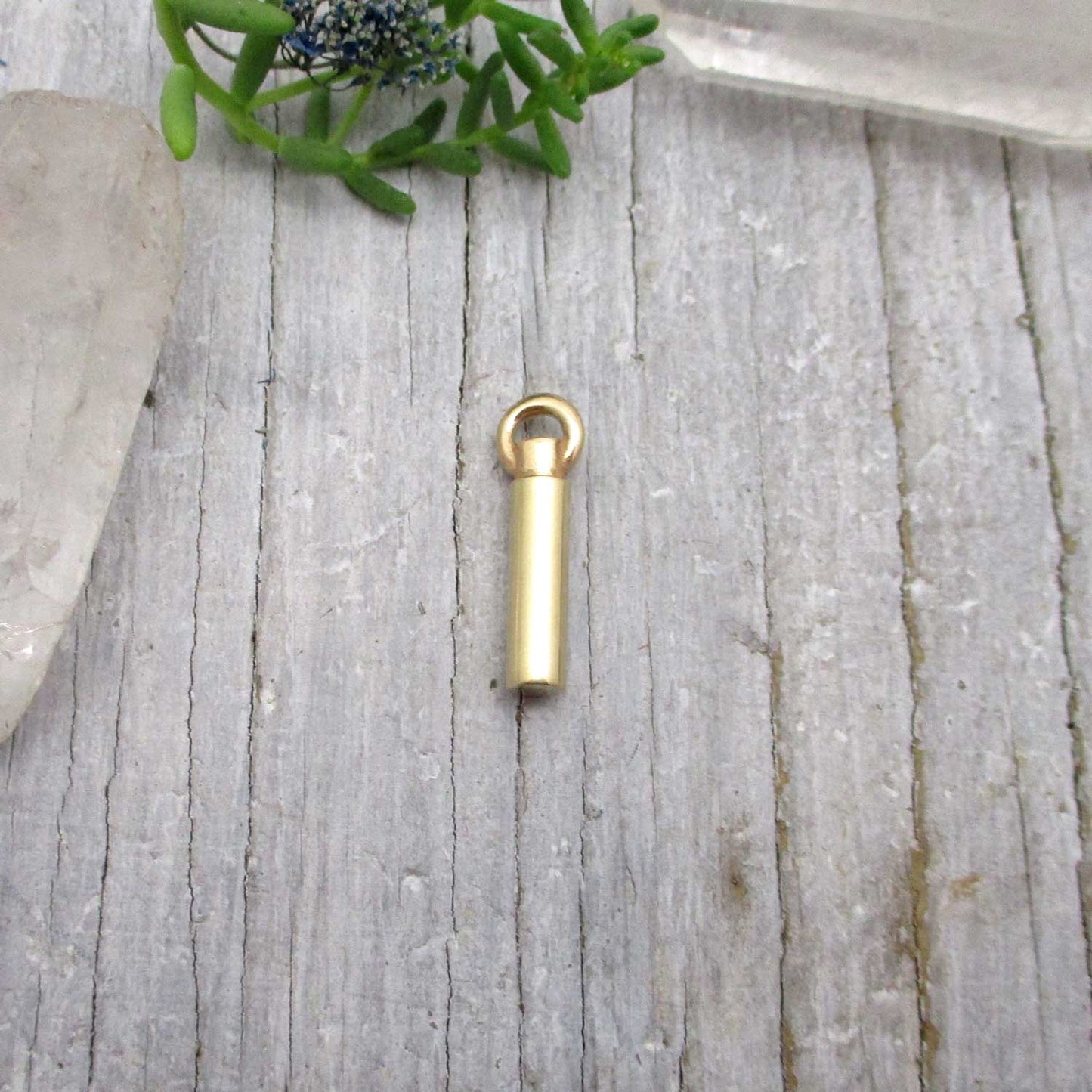 Medium Solid 14K Gold Cylinder Urn Pendant for Cremation Ashes