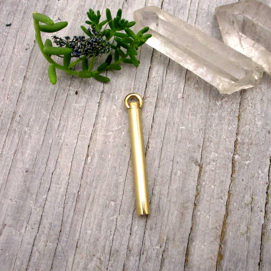 Long Solid 14K Gold Cylinder Urn Pendant for Cremation Ashes