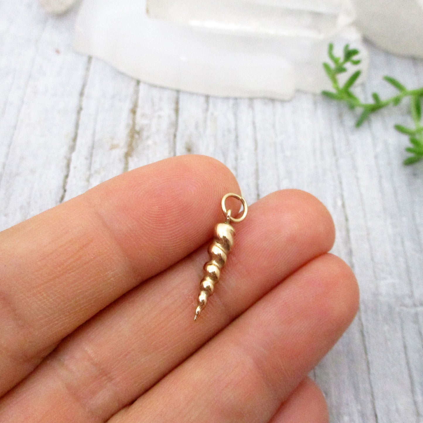 Baby Unicorn Horn Hook Earrings Solid 14 Karat Gold