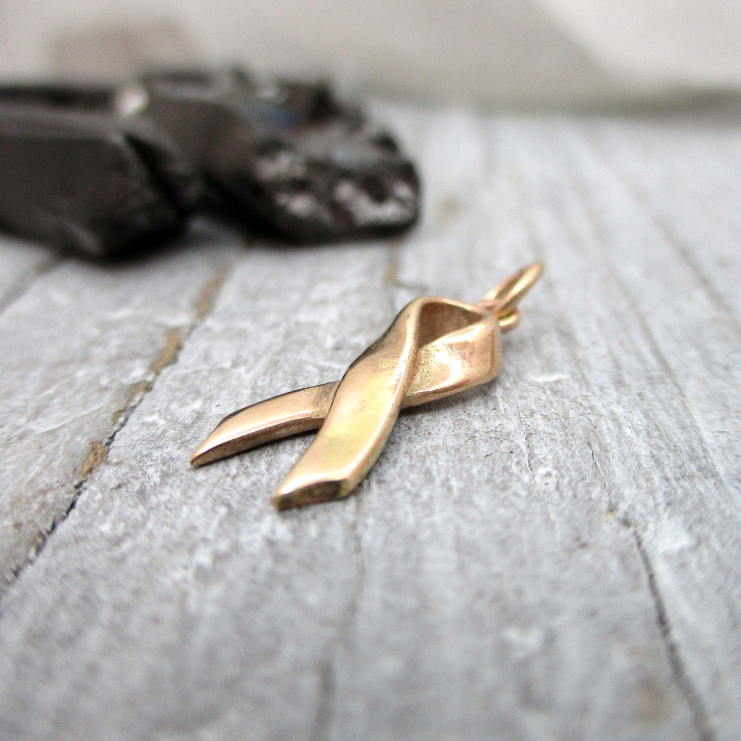 Awareness Ribbon in Solid 14 Karat Gold