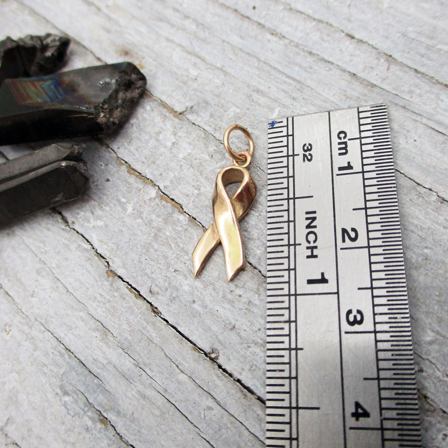 Awareness Ribbon in Solid 14 Karat Gold