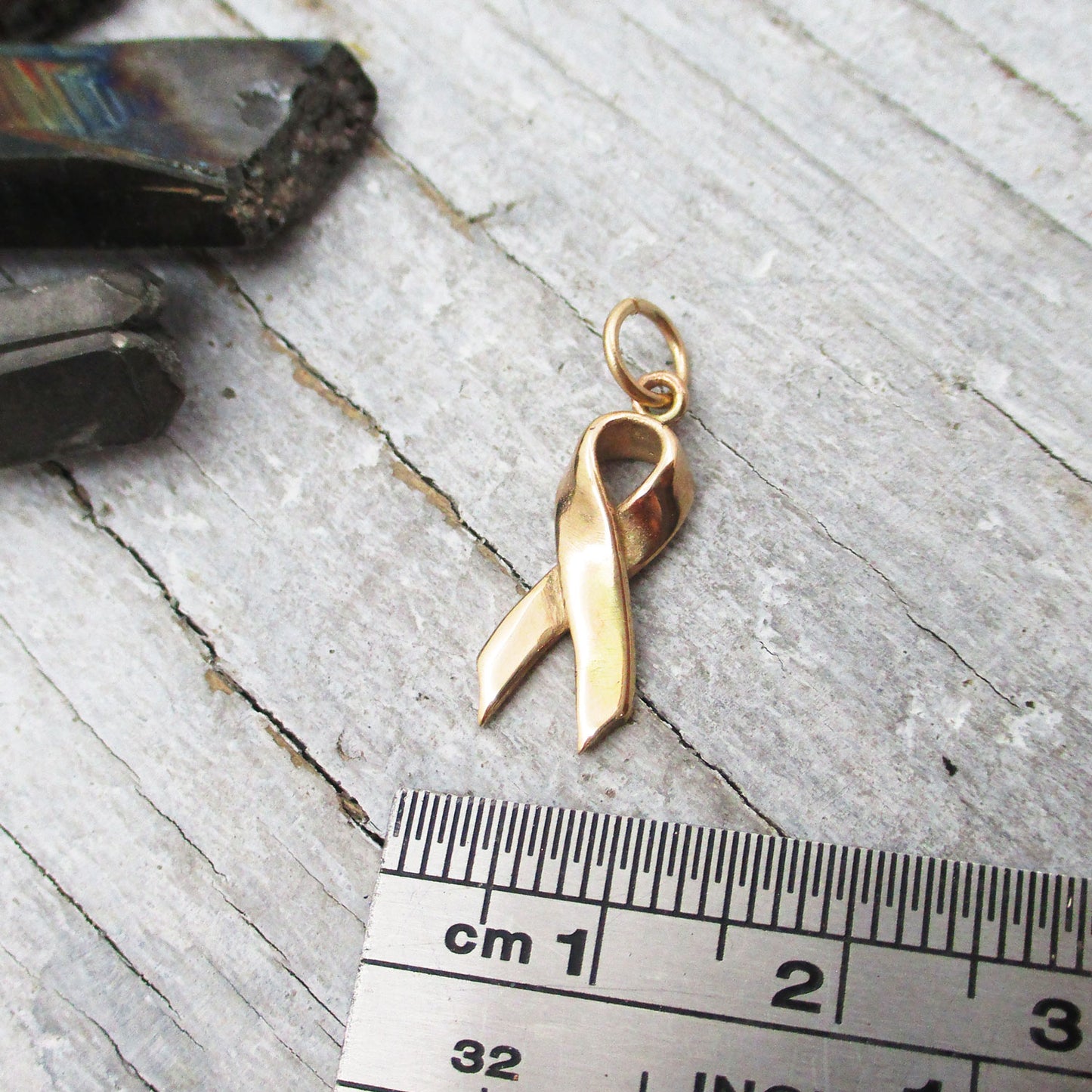 Awareness Ribbon in Solid 14 Karat Gold