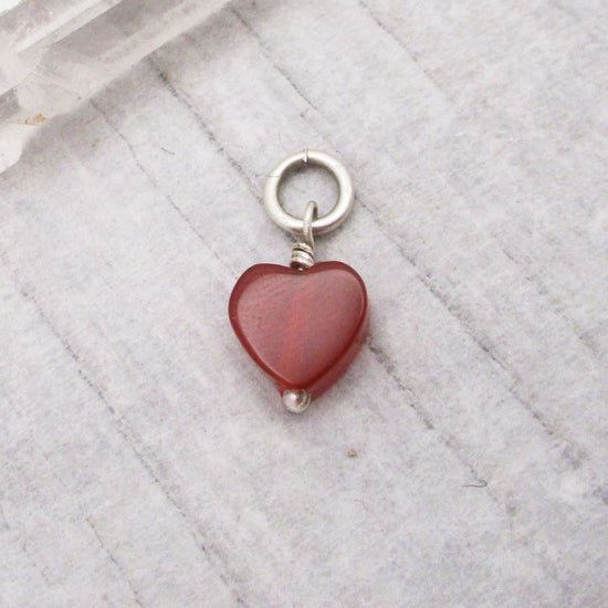 Heart Shaped Gem Bead Charm in Sterling Silver or 14k Gold