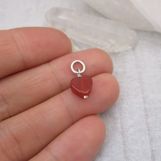 Heart Shaped Gem Bead Charm in Sterling Silver or 14k Gold