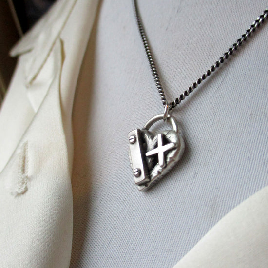 Patched Up Heart Pendant in Sterling Silver