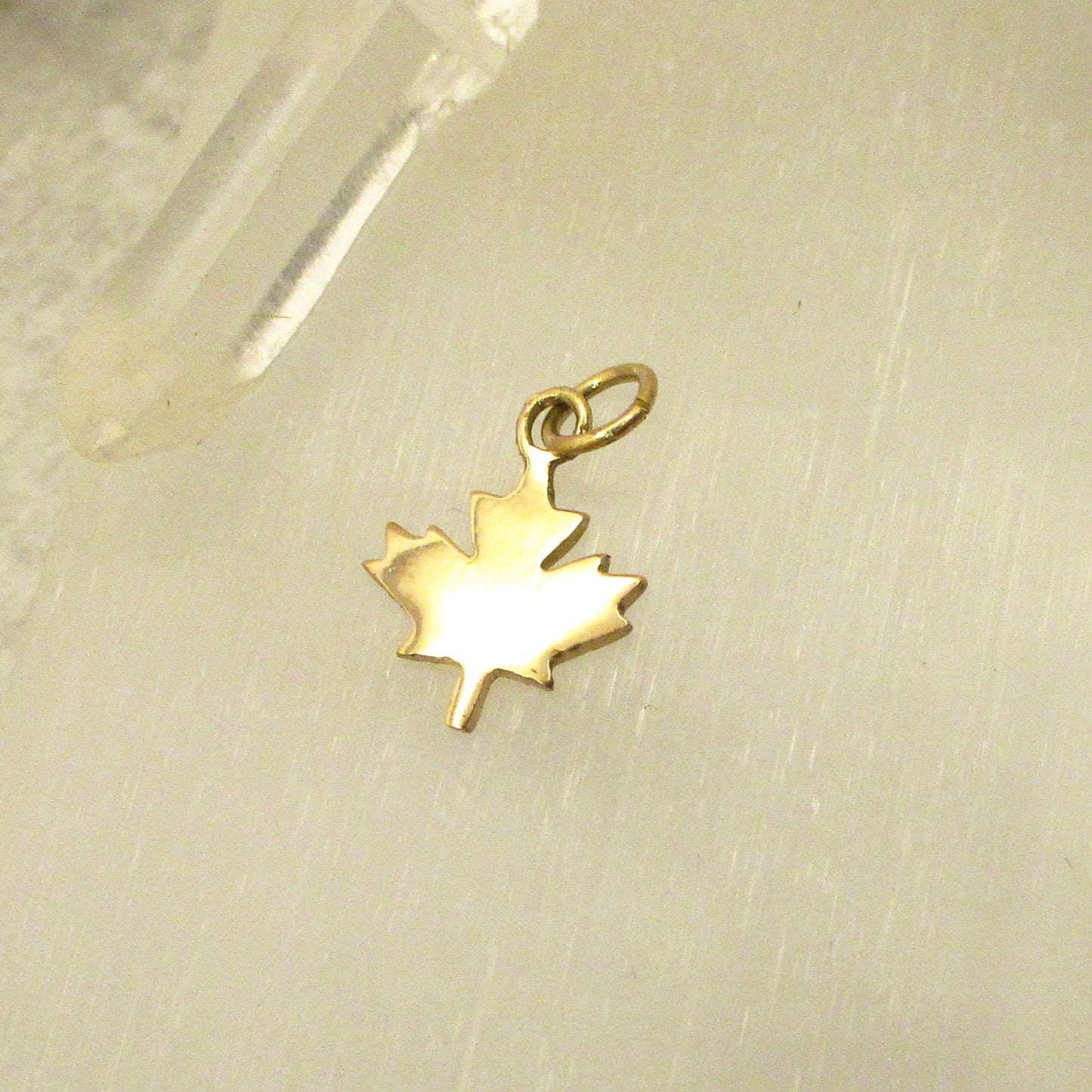 Maple Leaf Charm in Solid 14 Karat Gold, Handmade in Canada