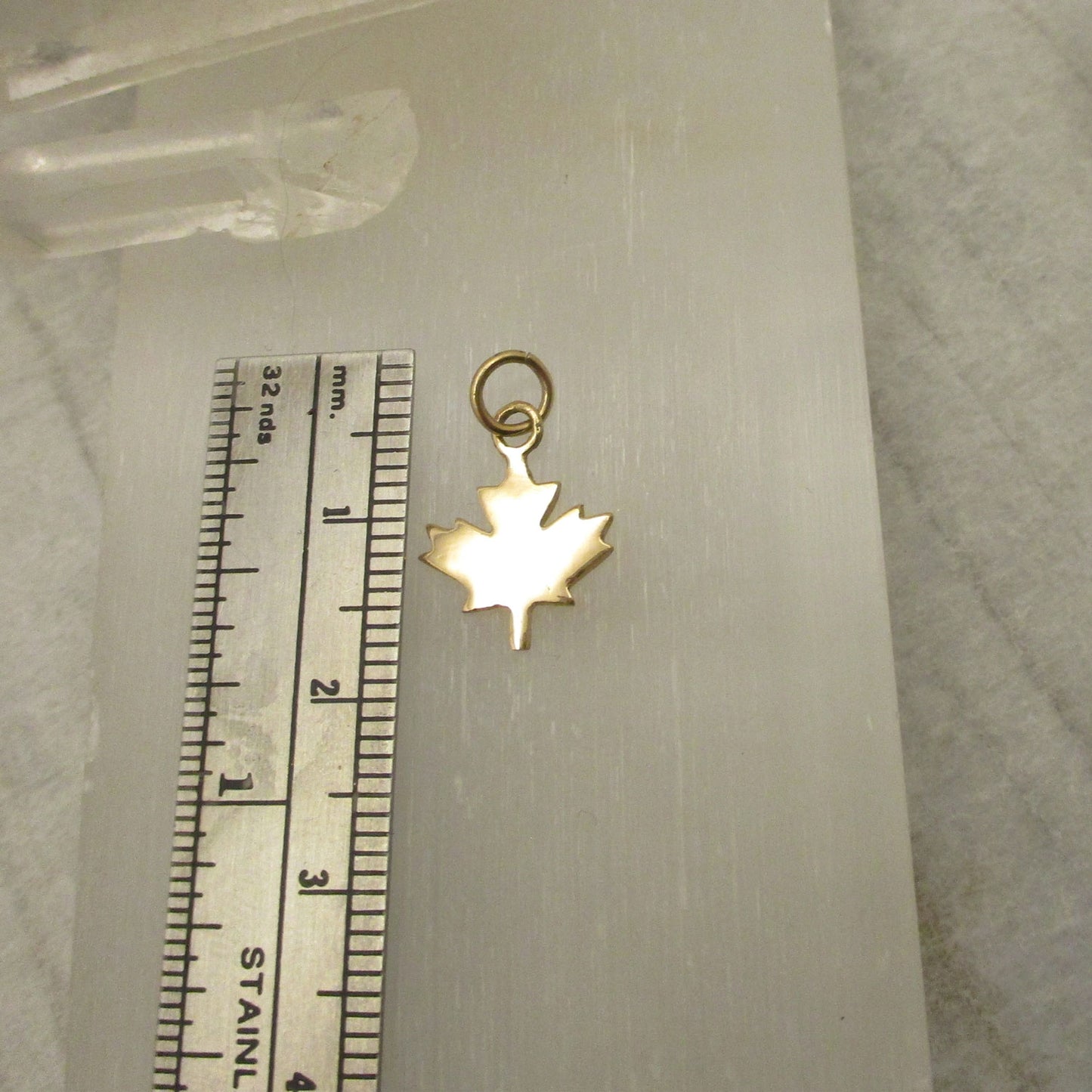 Maple Leaf Charm in Solid 14 Karat Gold, Handmade in Canada