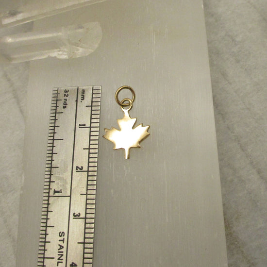 Maple Leaf Charm in Solid 14 Karat Gold, Handmade in Canada