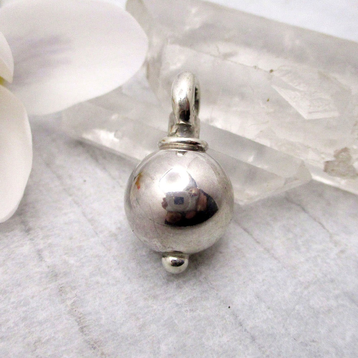 Sphere Urn Pendant for Cremation Ashes Sterling Silver