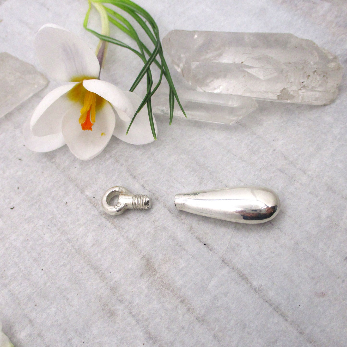 Teardrop Urn Pendant in Solid Sterling Silver, for Cremation Ashes, Fur, or Hair