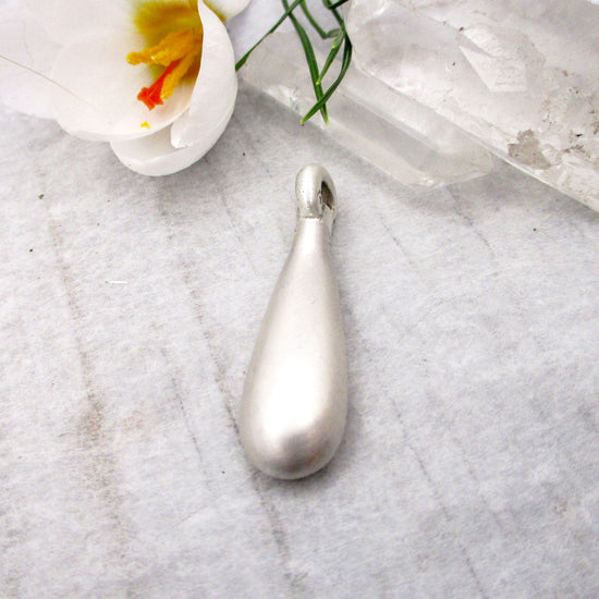 Teardrop Urn Pendant in Solid Sterling Silver, for Cremation Ashes, Fur, or Hair