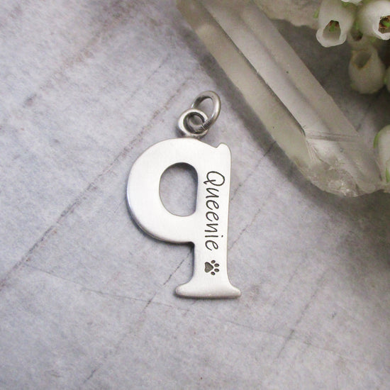 Sterling Silver Customizable Lowercase Letter 'q' Charm