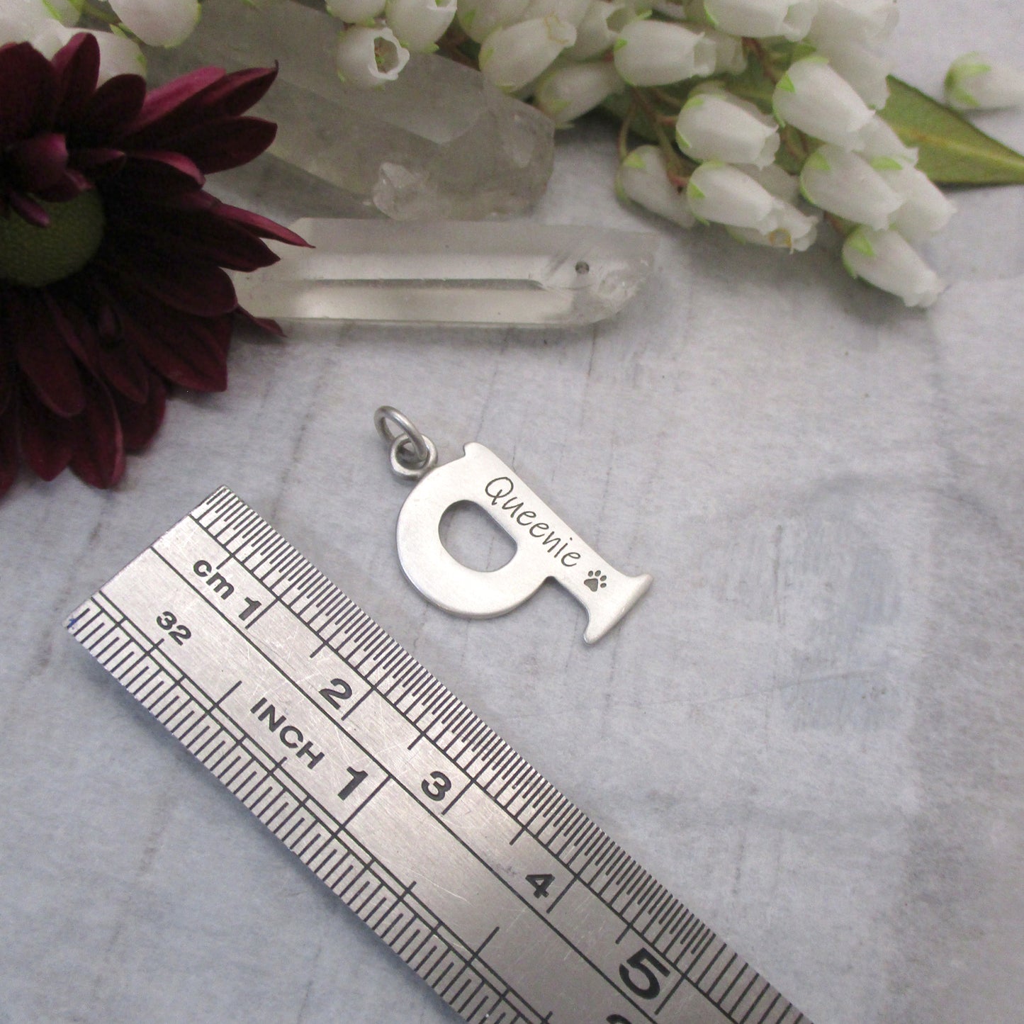 Sterling Silver Customizable Lowercase Letter 'q' Charm