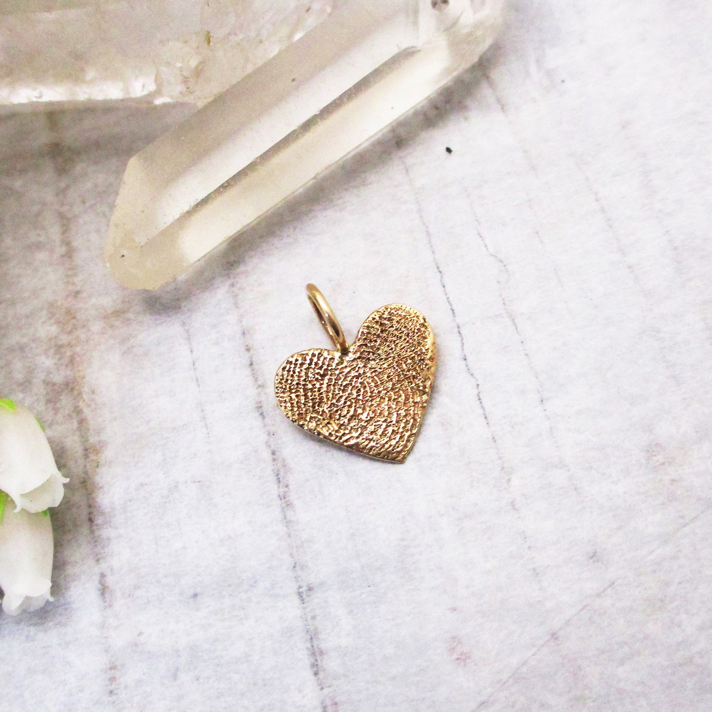 Fingerprint Heart 14k Gold Pendant Small - Email Your Image