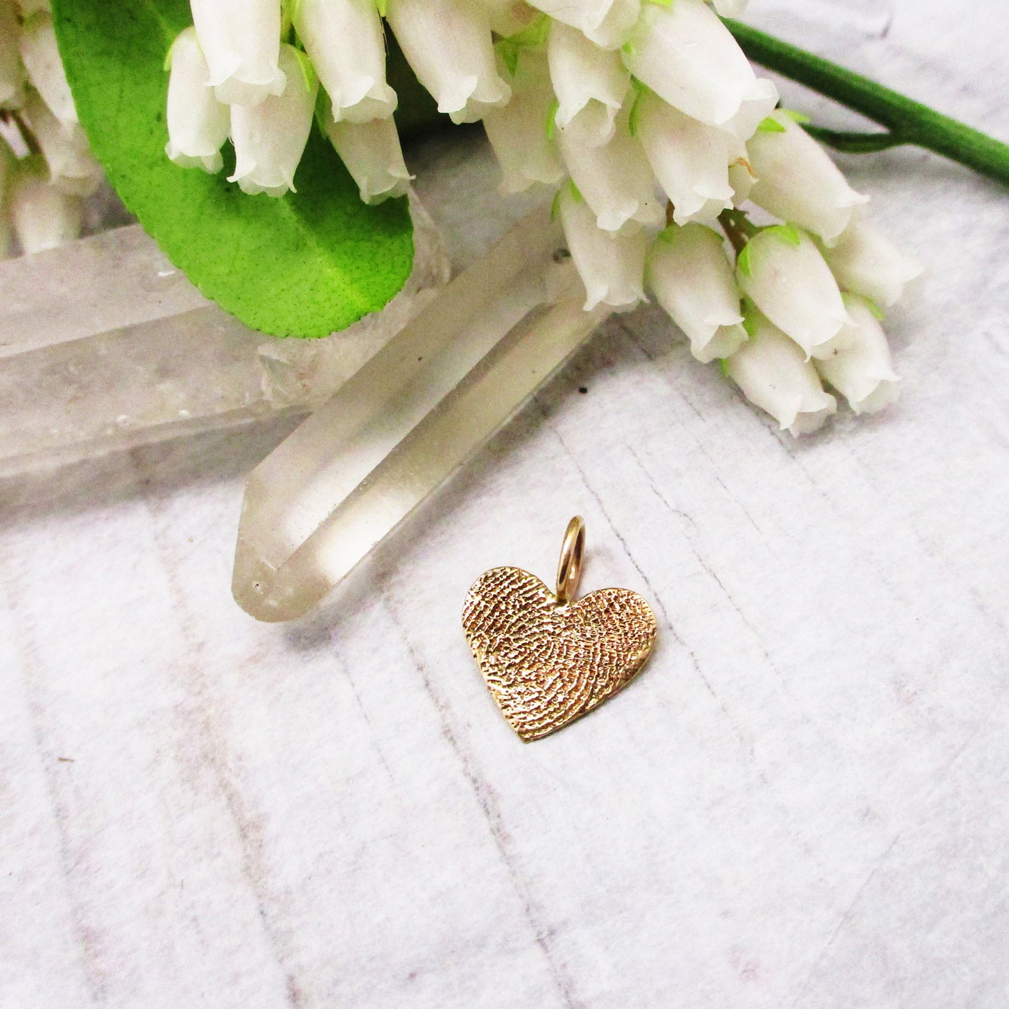 Fingerprint Heart 14k Gold Pendant Small - Email Your Image