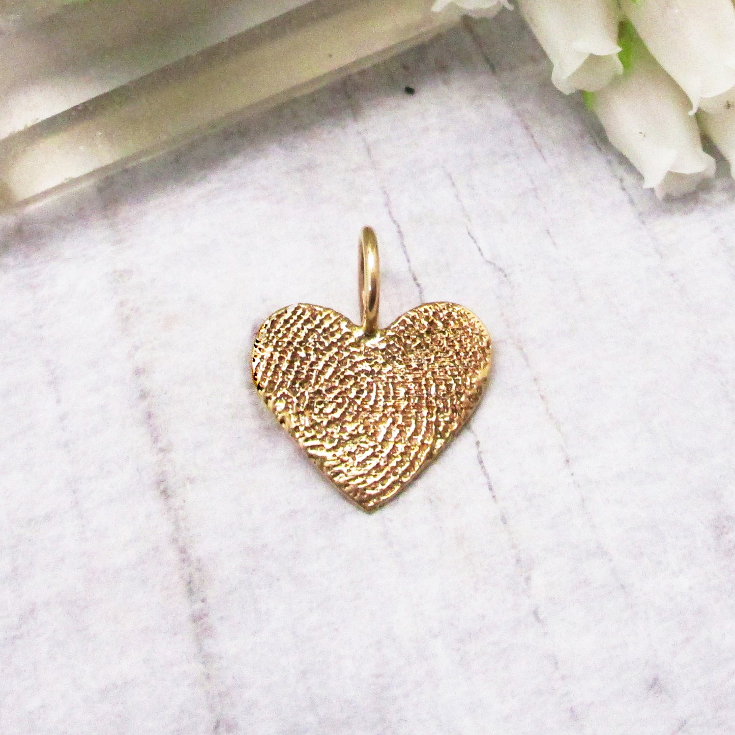 Fingerprint Heart 14k Gold Pendant Small - Email Your Image