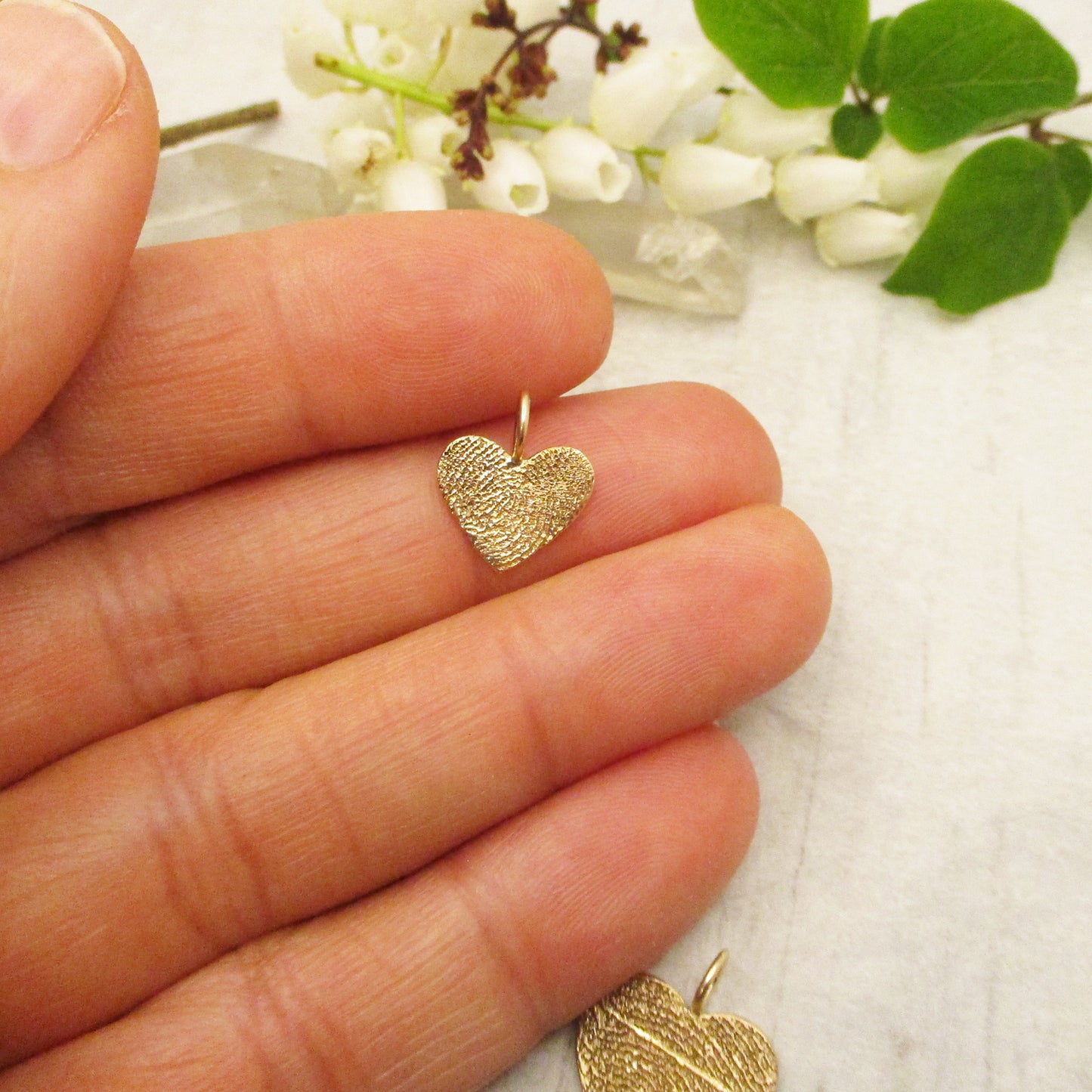 Fingerprint Heart 14k Gold Pendant Small - Email Your Image
