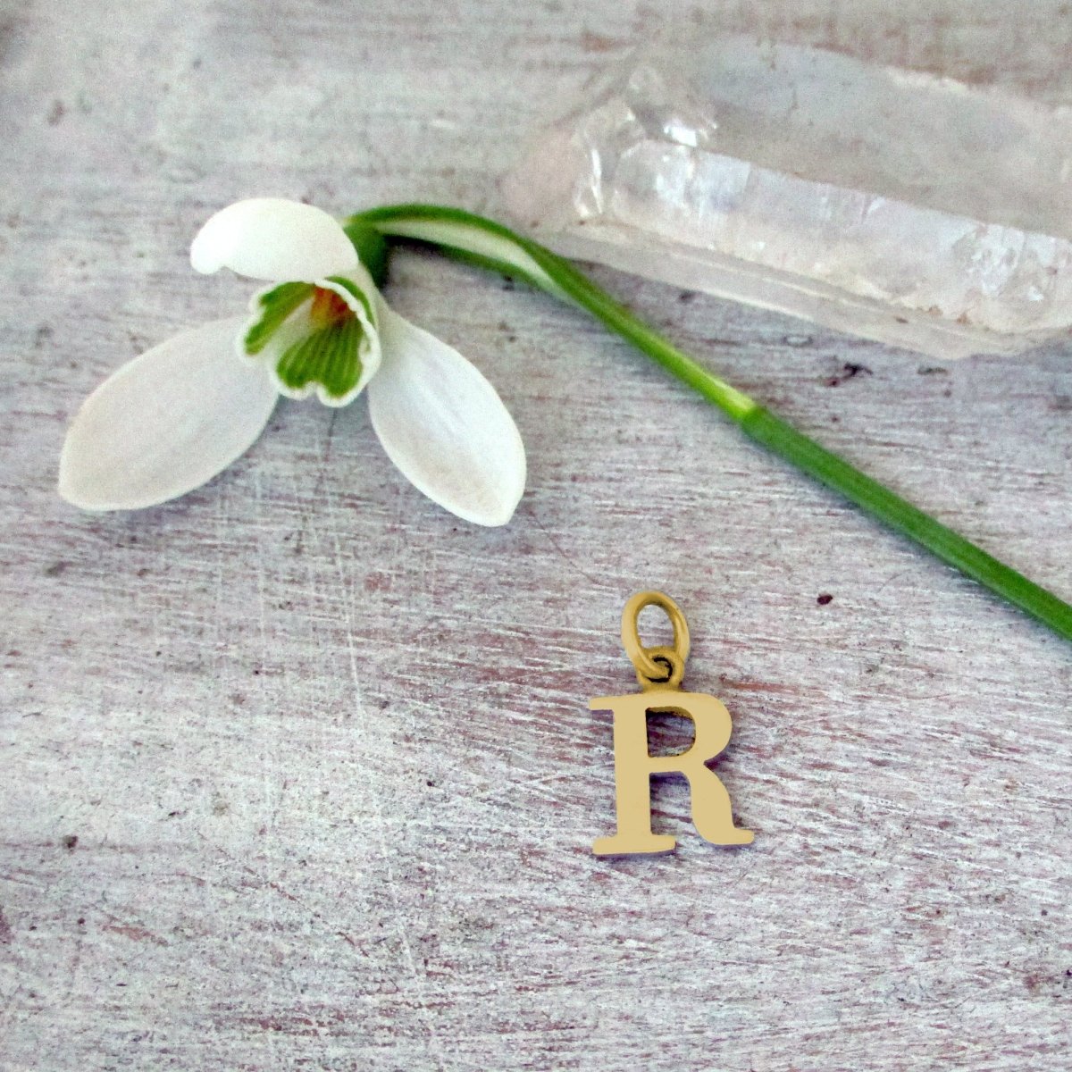 Capital Letter R Initial Charm in 14K Yellow, Rose or White Gold - Luxe Design Jewellery