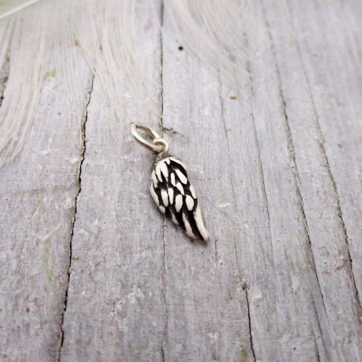 Feathered Angel Wing Charm in Sterling Silver - Luxe Design Jewellery