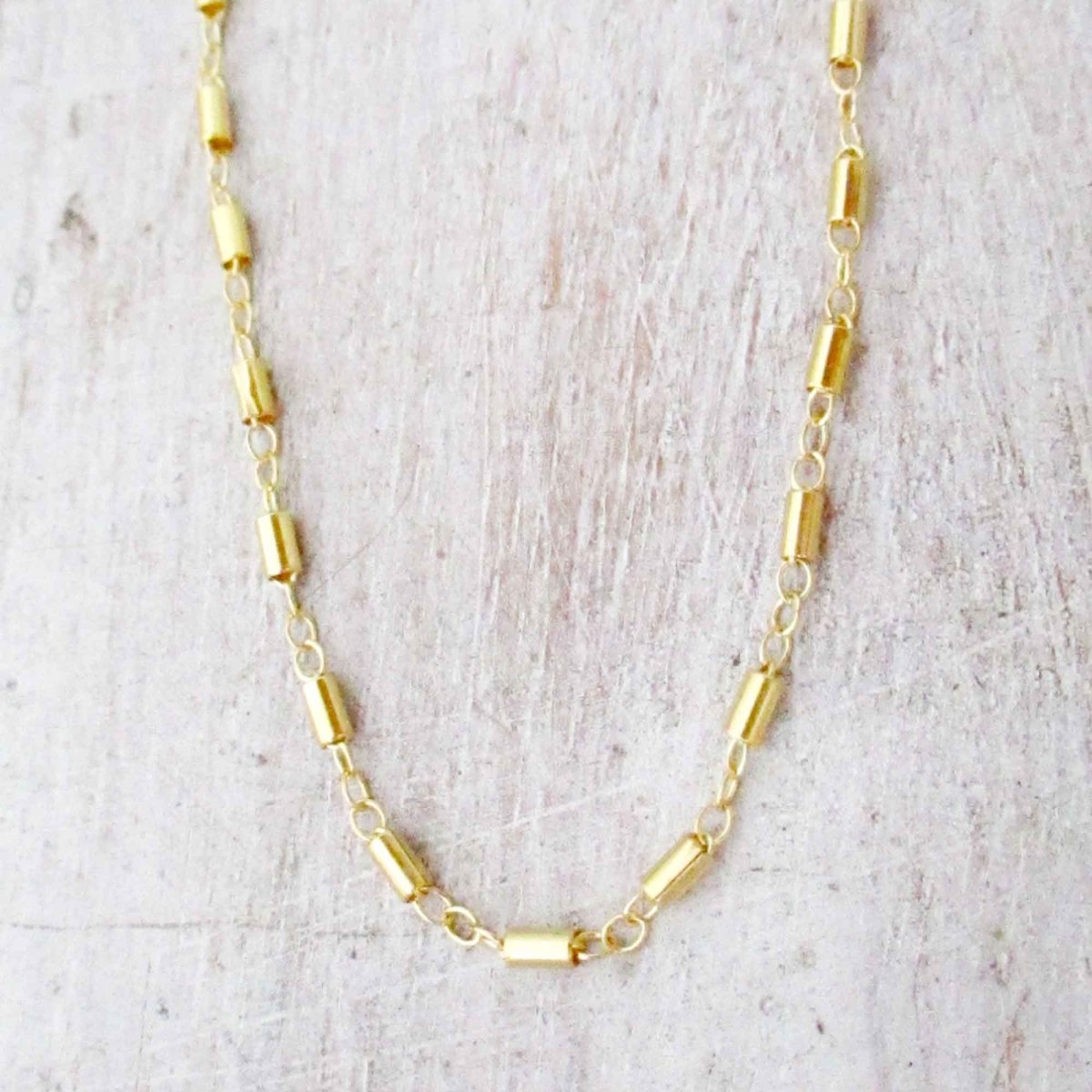 Gold Bar and Link Vintage Style Necklace Chain