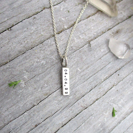 Solid Gold Rectangle Tag Necklace, Rectangle Name Pendant, Child's Name Necklace, Mother's Jewelry