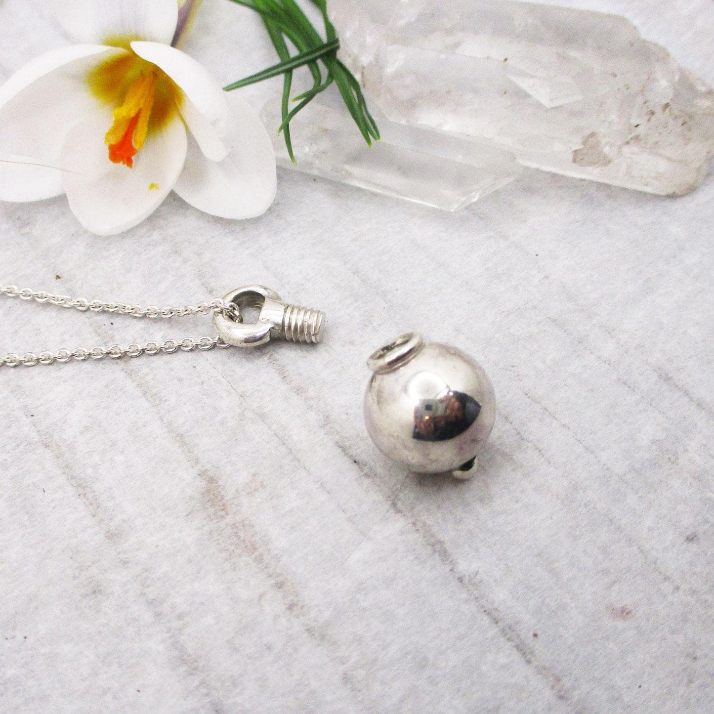 Sphere Pendant for Cremation Ashes Sterling Silver, Memorial Urn for Ashes, Cremation Urn Pendant Necklace, Holds Human or Pet Ashes,