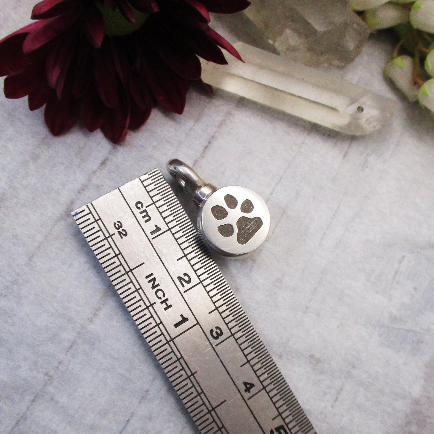 Urn with Your Dog's or Cat's Actual Paw Print Pendant in Sterling Silver, Pet, Dog, Cat, Paw, Memorial Jewelry for Ashes or Fur