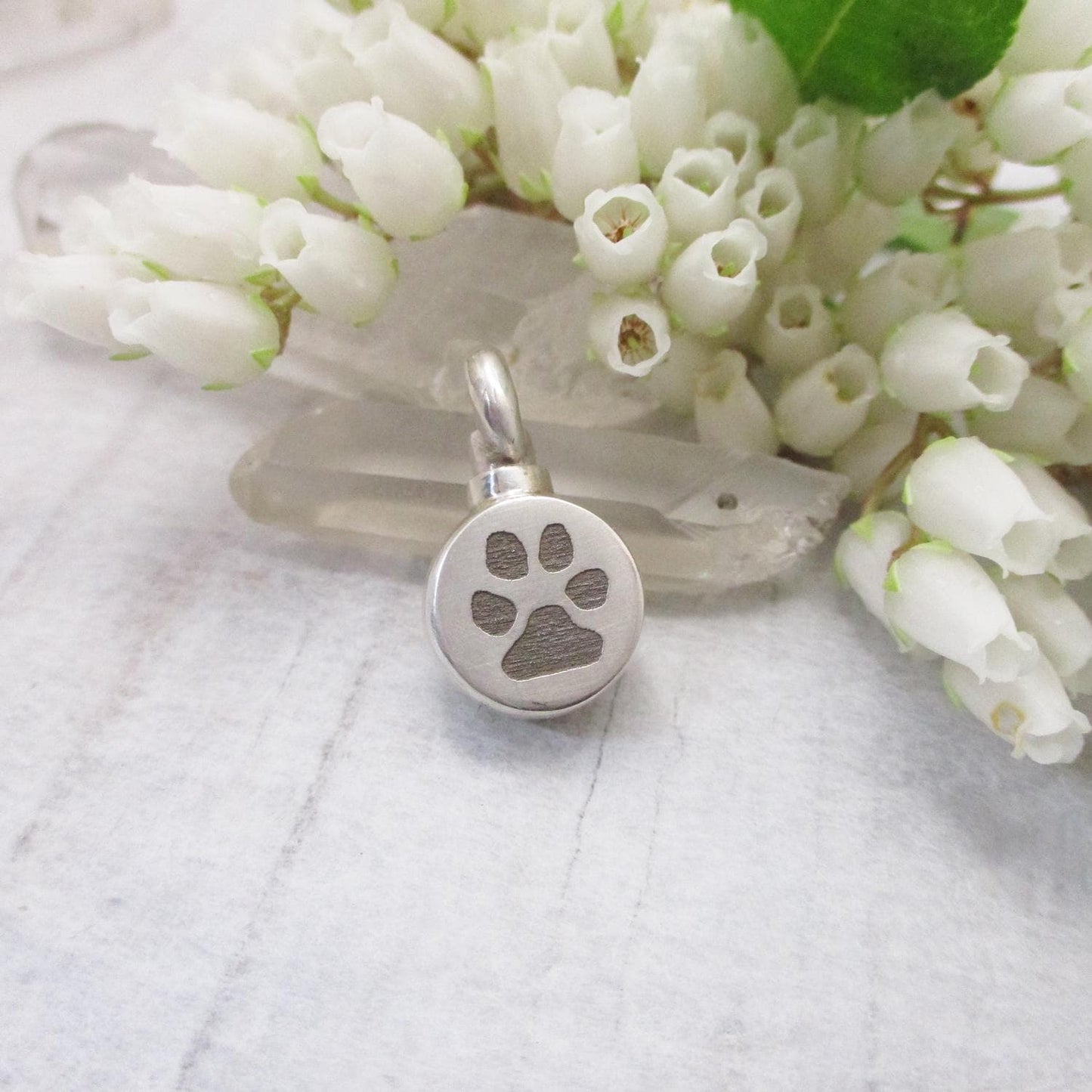 Urn with Your Dog's or Cat's Actual Paw Print Pendant in Sterling Silver, Pet, Dog, Cat, Paw, Memorial Jewelry for Ashes or Fur