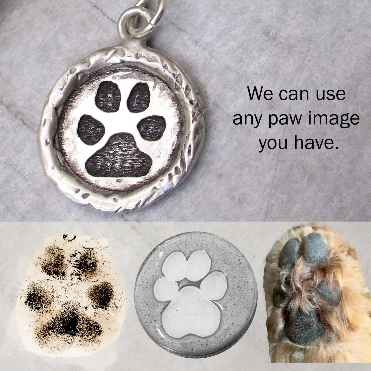 Urn with Your Dog's or Cat's Actual Paw Print Pendant in Sterling Silver, Pet, Dog, Cat, Paw, Memorial Jewelry for Ashes or Fur