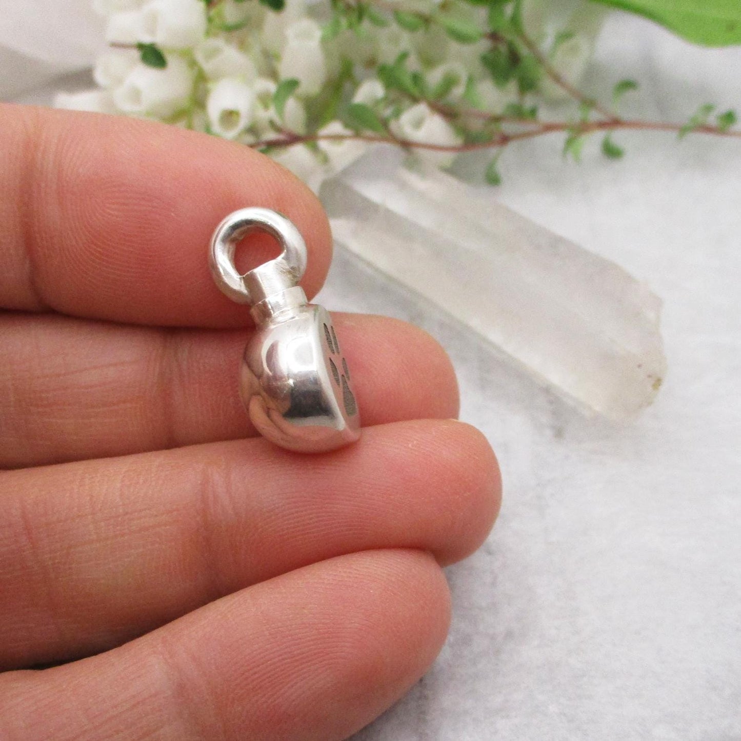 Urn with Your Dog's or Cat's Actual Paw Print Pendant in Sterling Silver, Pet, Dog, Cat, Paw, Memorial Jewelry for Ashes or Fur