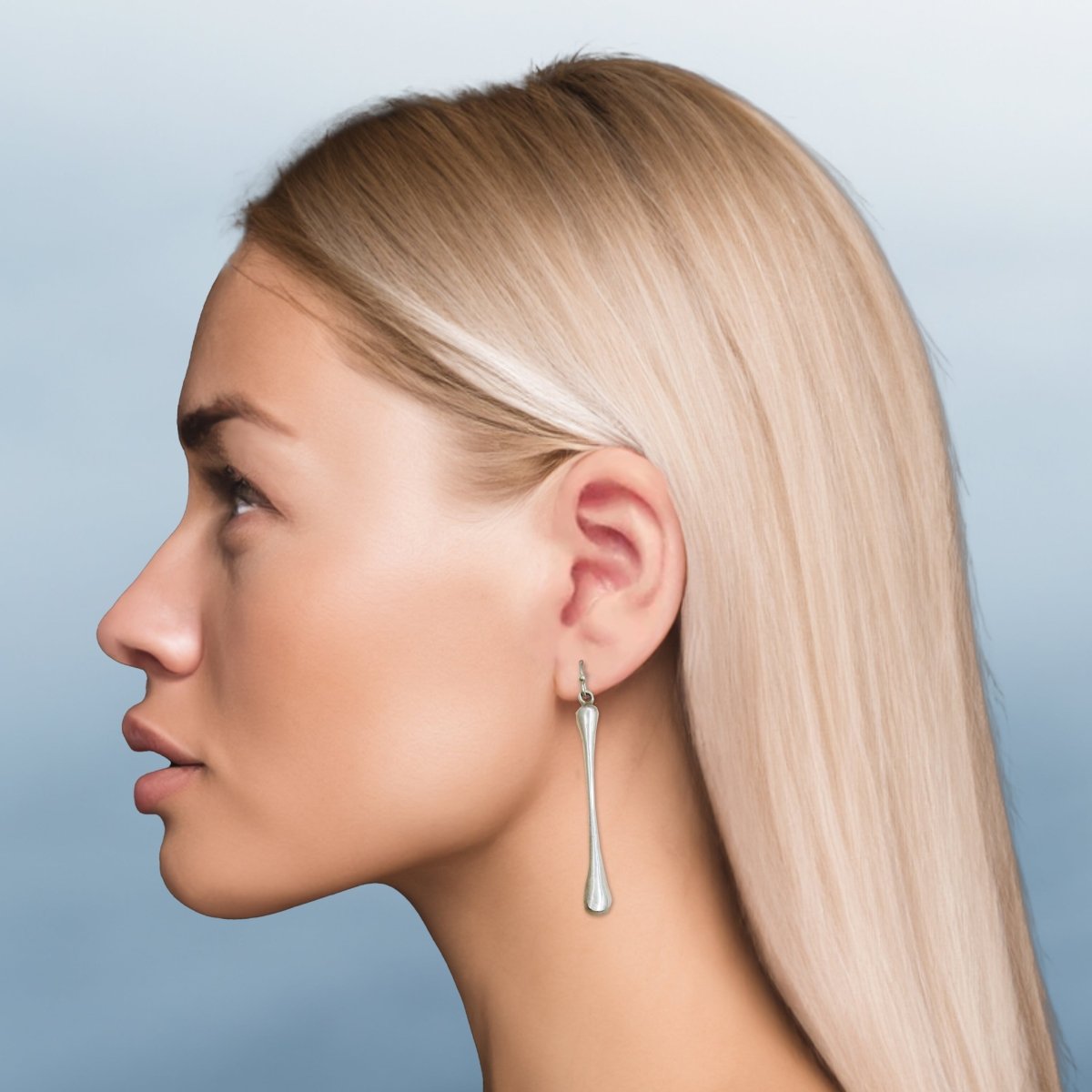 Long Fairy Bones Hook Earrings in Sterling Silver - Luxe Design Jewellery