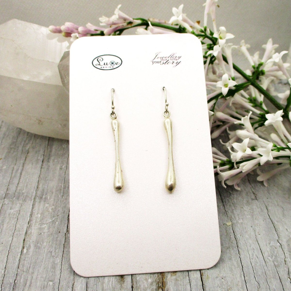 Medium Fairy Bone Hook Earrings in Sterling Silver - Luxe Design Jewellery
