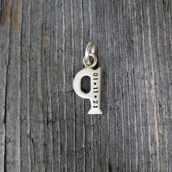 Personalized Baby Lowercase Letter Q Initial Charm, Solid Silver or Gold Monogram Charm - Luxe Design Jewellery