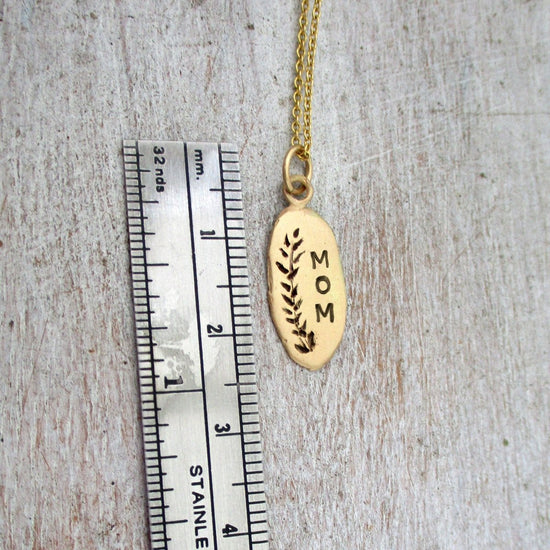 Personalized Raw Edge Vine Charm Necklace in Sterling Silver or 14 Karat Gold - Luxe Design Jewellery