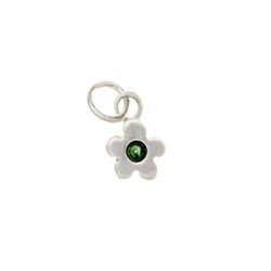 Sterling Silver Flower Birthstone Charm in Emerald - Luxe Design Jewellery