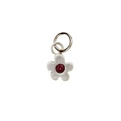 Sterling Silver Flower Birthstone Charm in Garnet - Luxe Design Jewellery