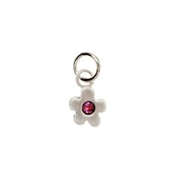 Sterling Silver Flower Birthstone Charm in Ruby - Luxe Design Jewellery