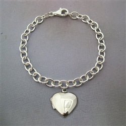 Sterling silver heart locket bracelet deals