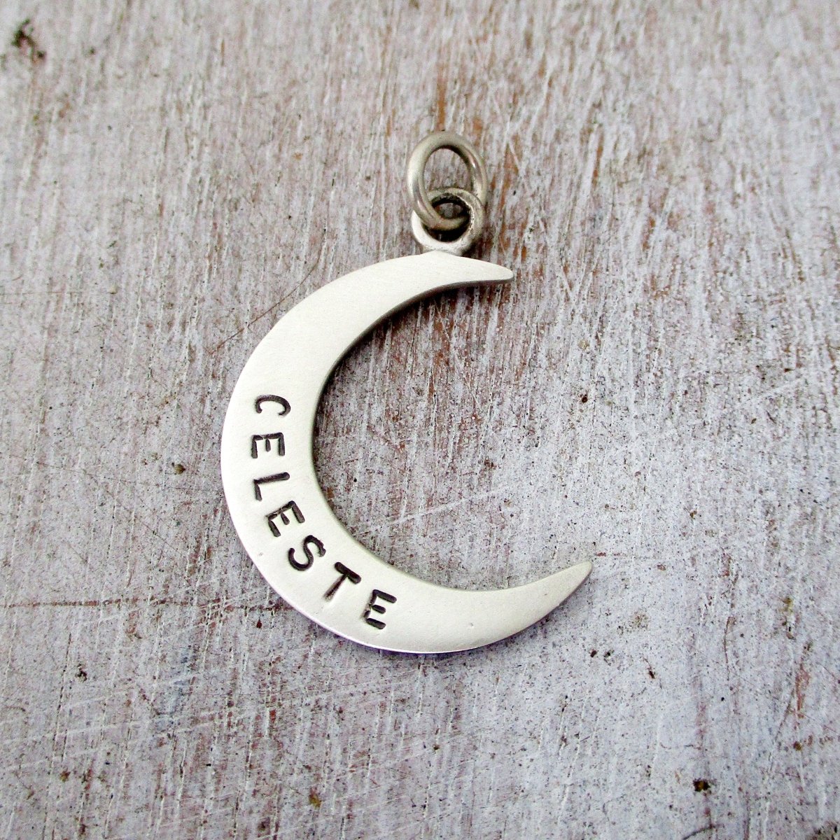 Engraved Crescent Sterling Silver hotsell Pendant