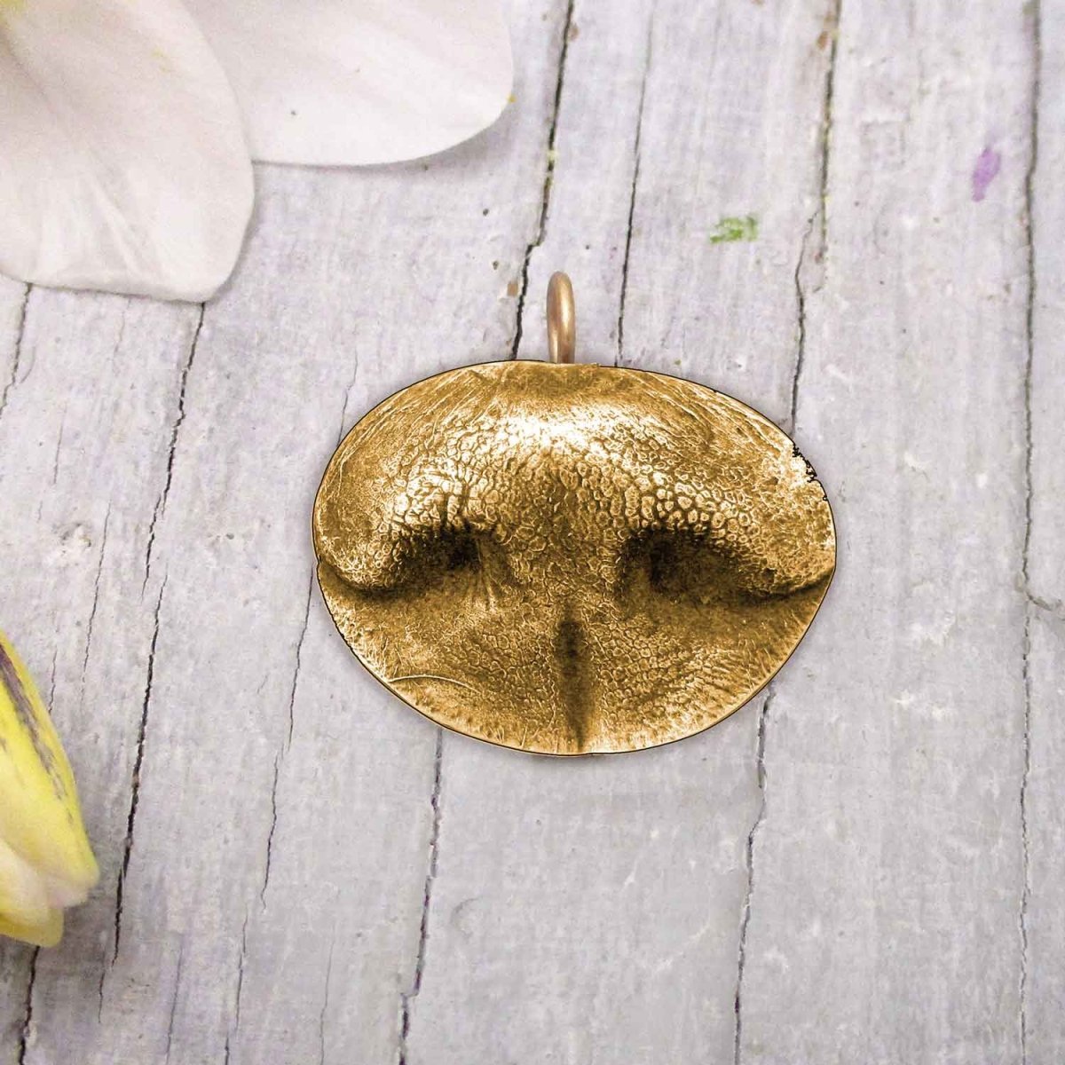 Your Dog's Nose Impression Pendant Solid Gold Oval Medium - Luxe Design Jewellery